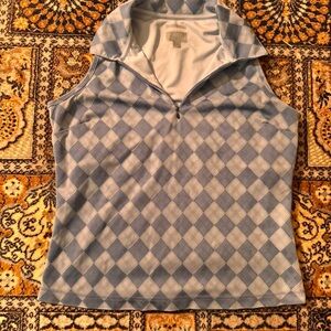 Blue Argyle Sleeveless Top